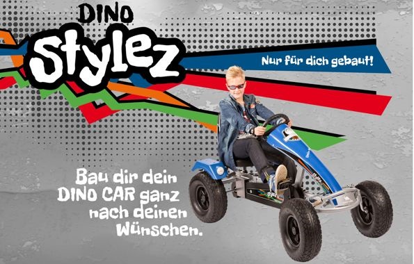DINO CARS Stylez BF3 Gokart Kettcar Kettenkart Pedalfahrzeug schwarz blau  Breitreifen - Spiel- und Sportgeräte für Kindergarten und Kommunen